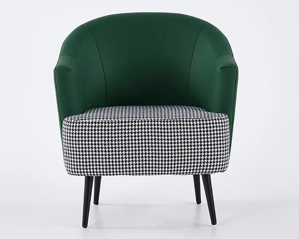 HMR Modern Houndstooth Accent Chair with Linen Upholstery - Green