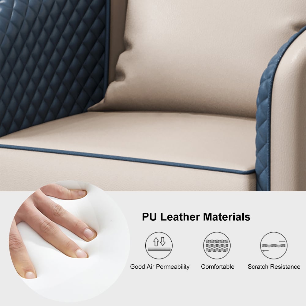 HMR - Accent Chair Tufted Upholstered PU Leather in Gold