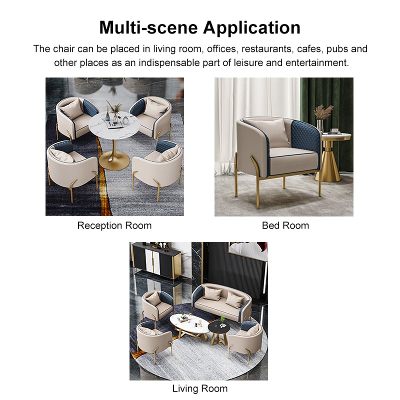HMR - Accent Chair Tufted Upholstered PU Leather in Gold