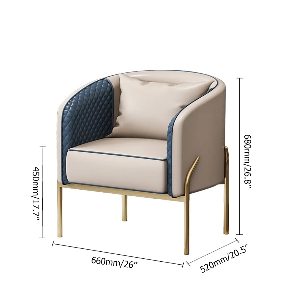 HMR - Accent Chair Tufted Upholstered PU Leather in Gold