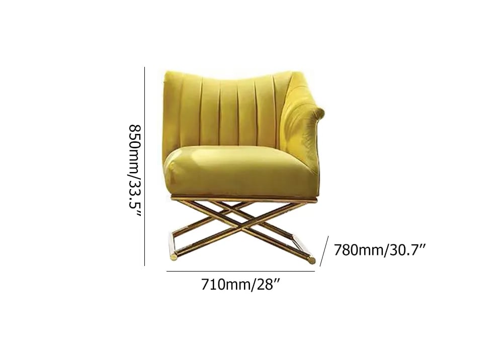HMR Accent Chair with Velvet Upholstery - Yellow, Style B