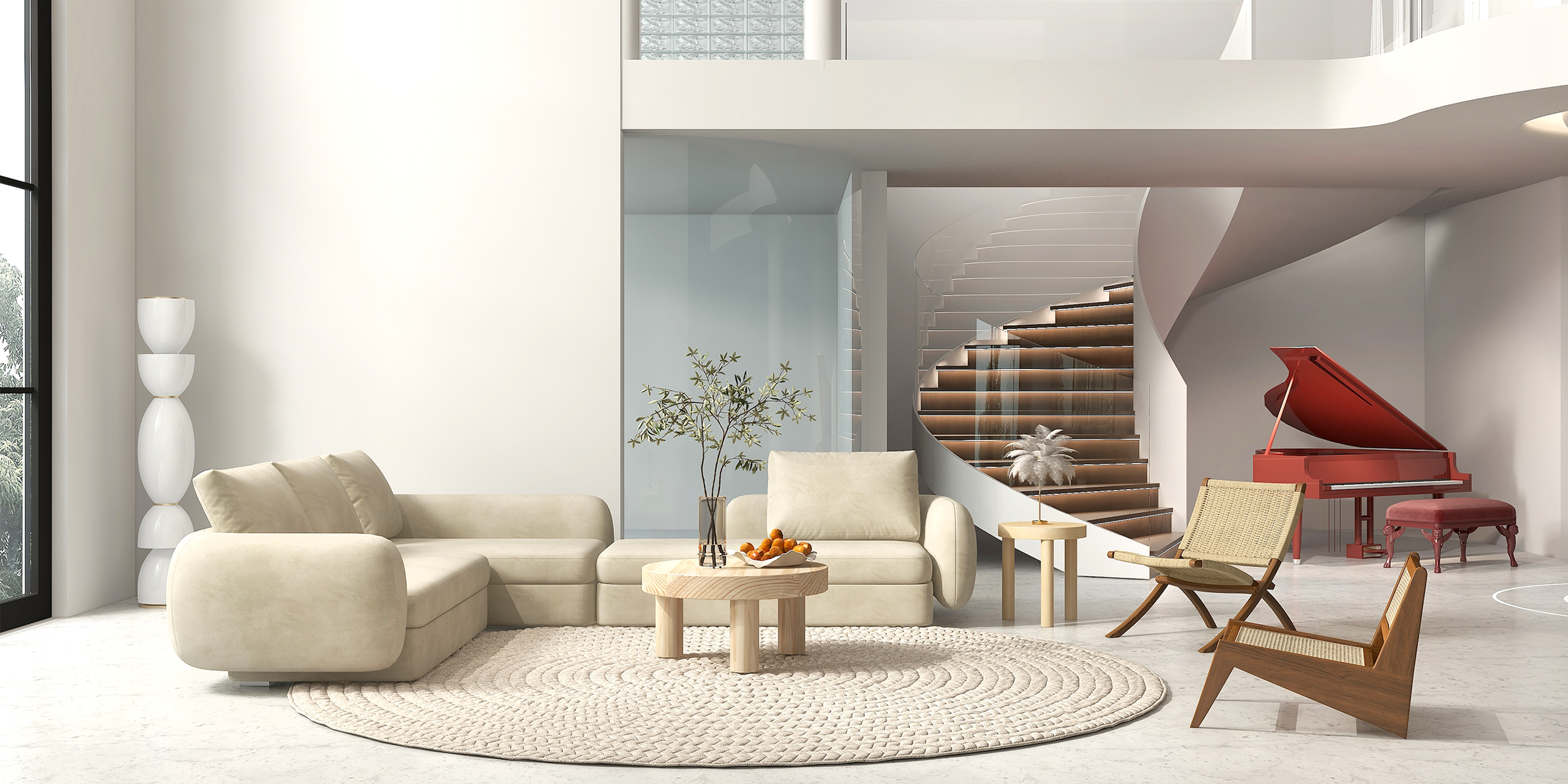 HMR Lounge Accent Chair - Walnut, Rattan