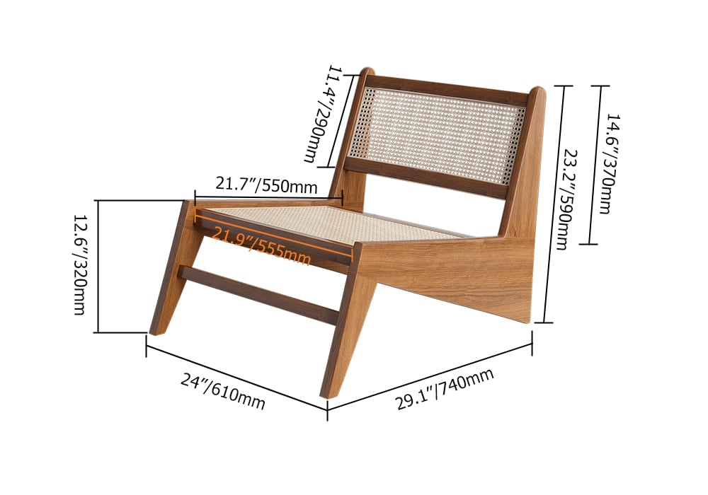 HMR Lounge Accent Chair - Walnut, Rattan
