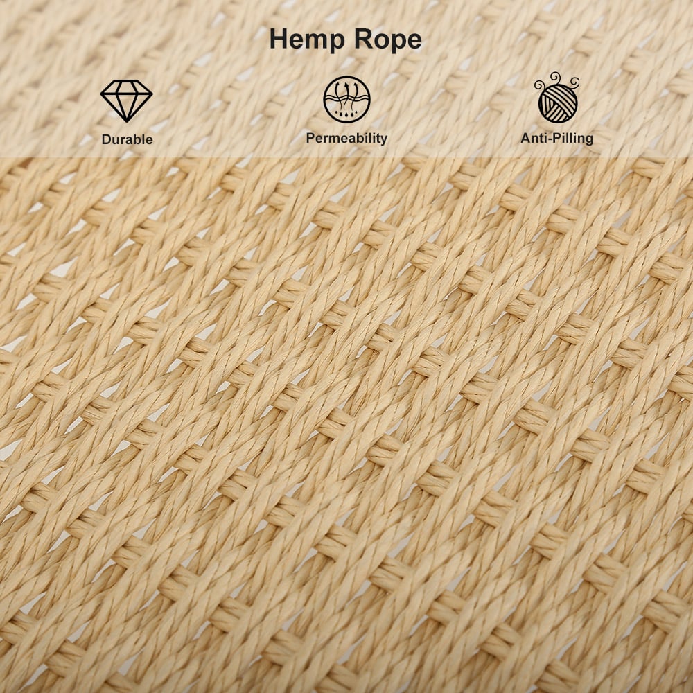 HMR - Folding Recliner Chair Ash Wood Woven Hemp Rope in Natural