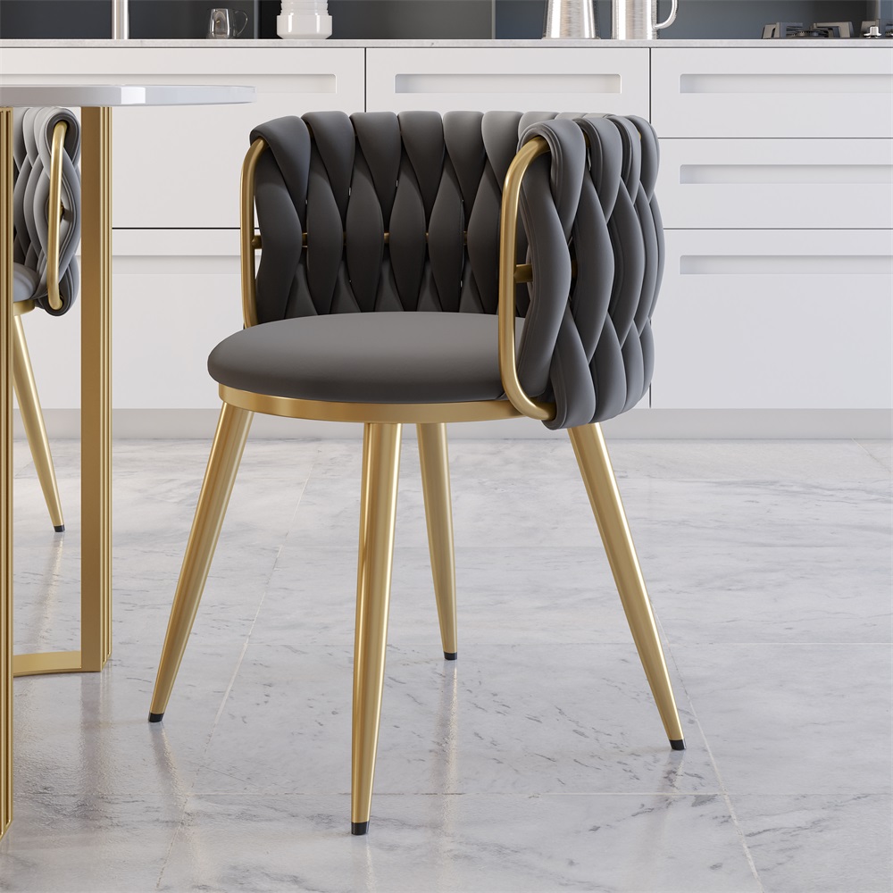 HMR Sweave Nordic Barrel Dining Chair with Velvet Upholstery - Light Gray