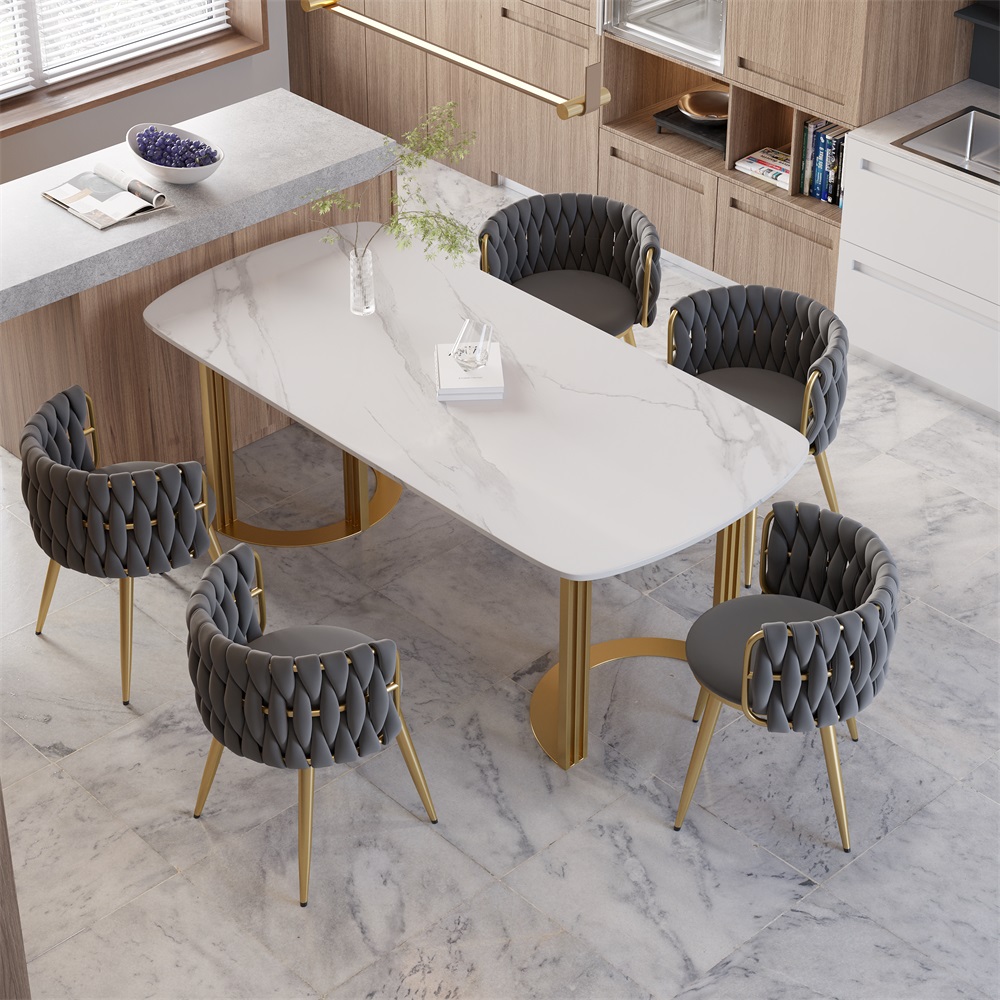 HMR Sweave Nordic Barrel Dining Chair with Velvet Upholstery - Light Gray
