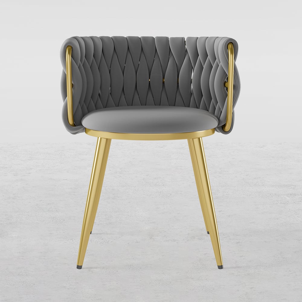 HMR Sweave Nordic Barrel Dining Chair with Velvet Upholstery - Light Gray