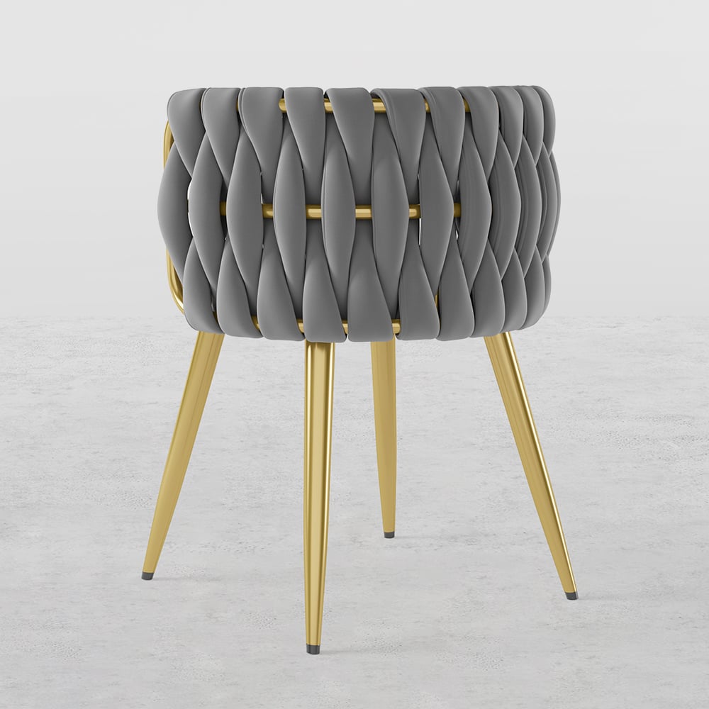 HMR Sweave Nordic Barrel Dining Chair with Velvet Upholstery - Light Gray