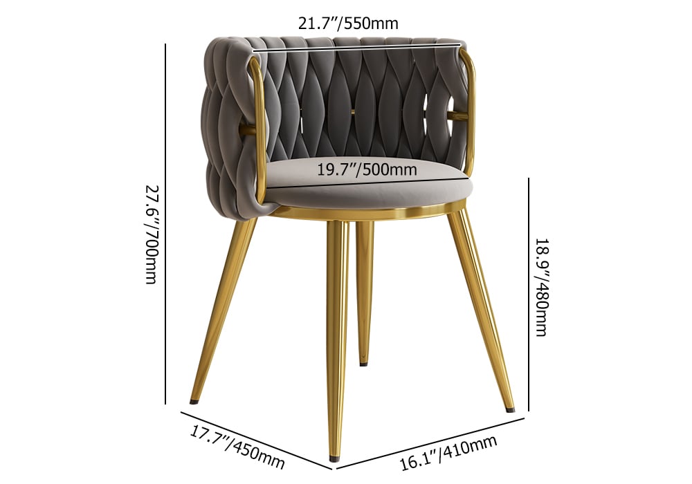 HMR Sweave Nordic Barrel Dining Chair with Velvet Upholstery - Light Gray