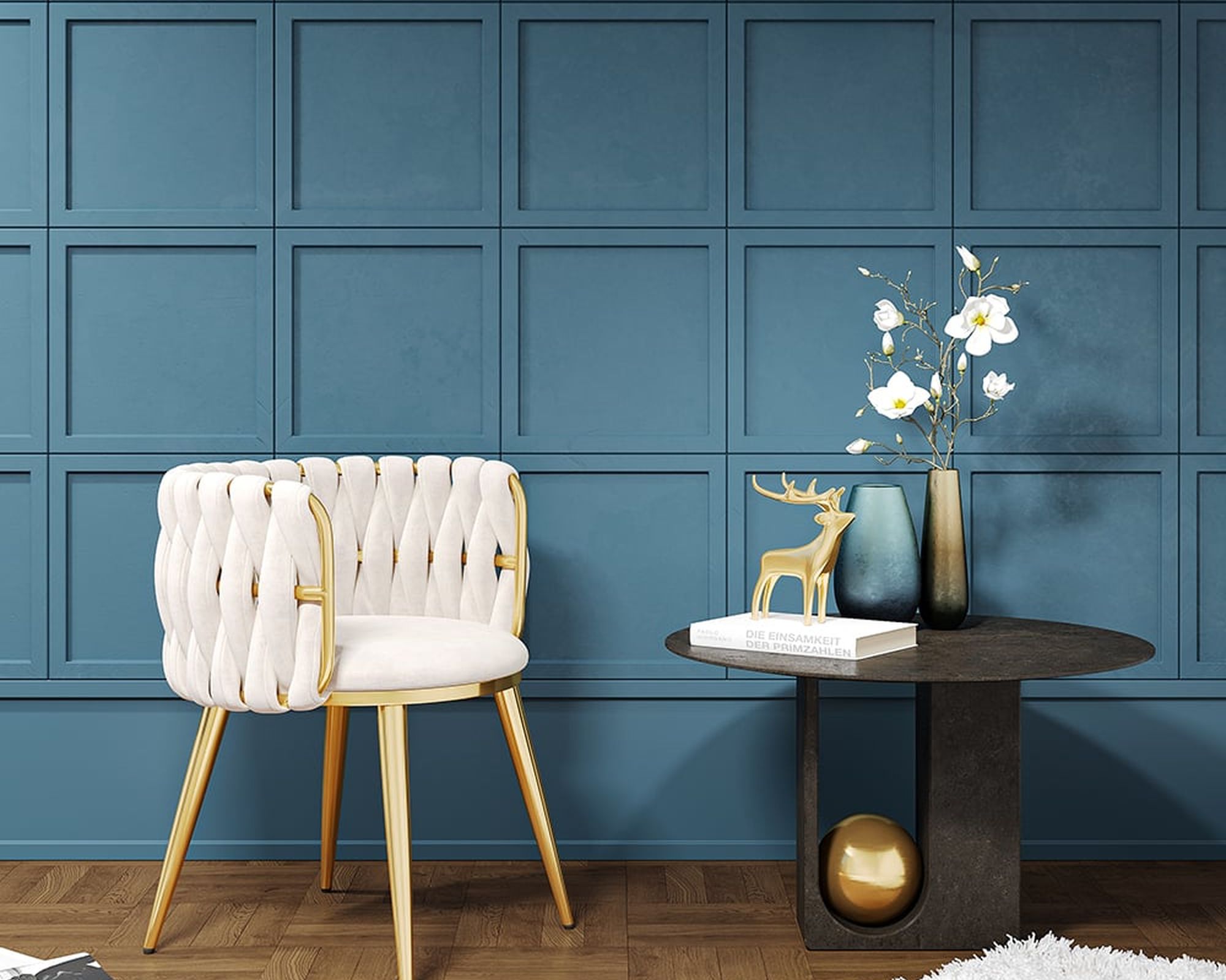 HMR Sweave Nordic Barrel Dining Chair with Velvet Upholstery - Off-White