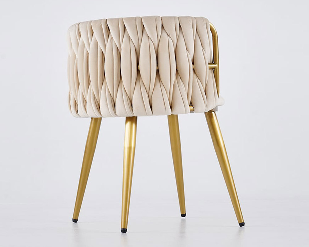 HMR Sweave Nordic Barrel Dining Chair with Velvet Upholstery - Off-White