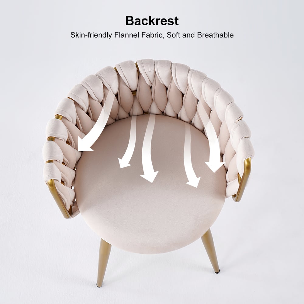 HMR Sweave Nordic Barrel Dining Chair with Velvet Upholstery - Off-White
