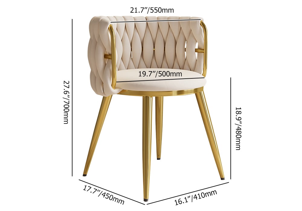 HMR Sweave Nordic Barrel Dining Chair with Velvet Upholstery - Off-White