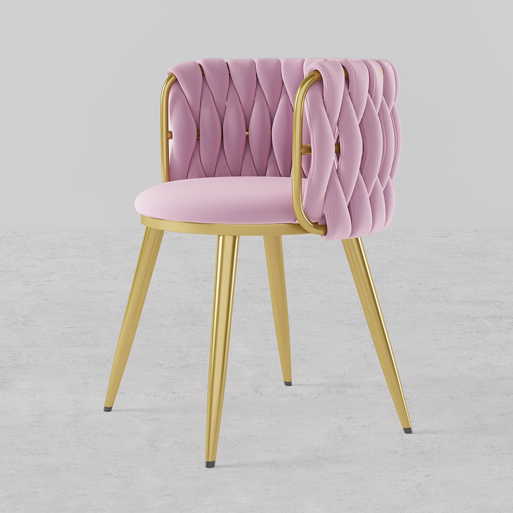 HMR Sweave Nordic Barrel Dining Chair with Velvet Upholstery - Pink