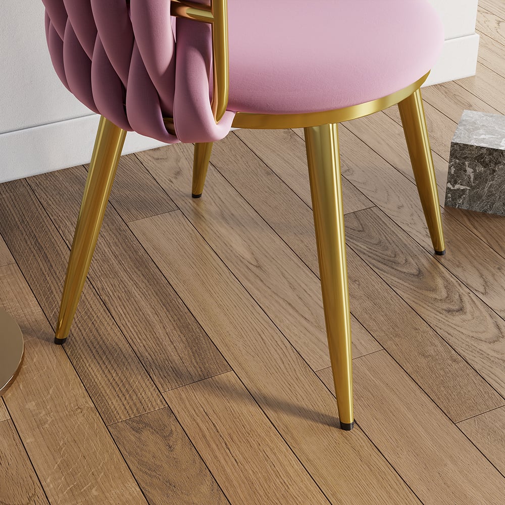 HMR Sweave Nordic Barrel Dining Chair with Velvet Upholstery - Pink