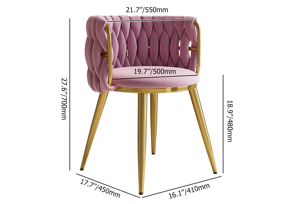 HMR Sweave Nordic Barrel Dining Chair with Velvet Upholstery - Pink