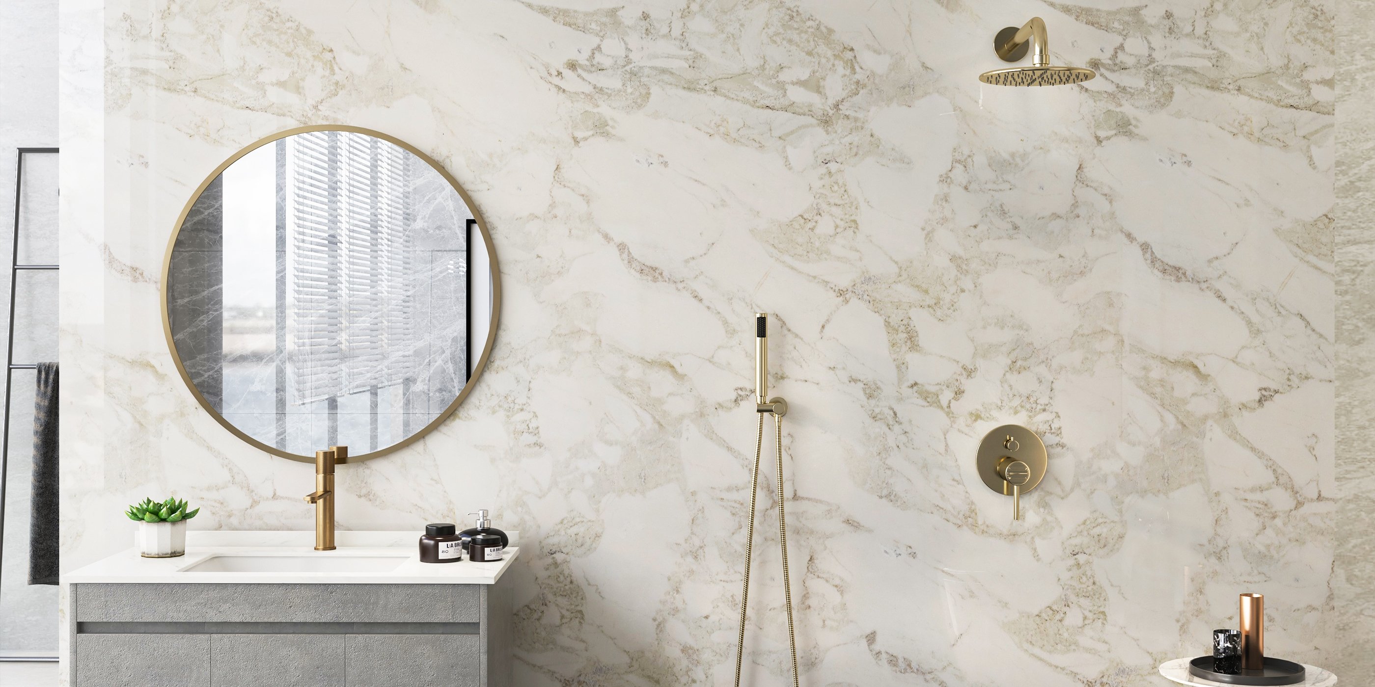 HMR - 36" Floating Bathroom Vanity with Sink Wall Mounted in Faux Marble Vessel