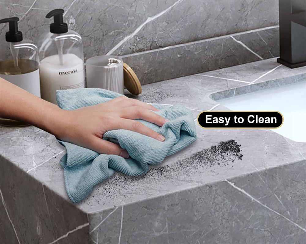 HMR - 39" Modern Floating Stone Top Bathroom Vanity Set with Sink