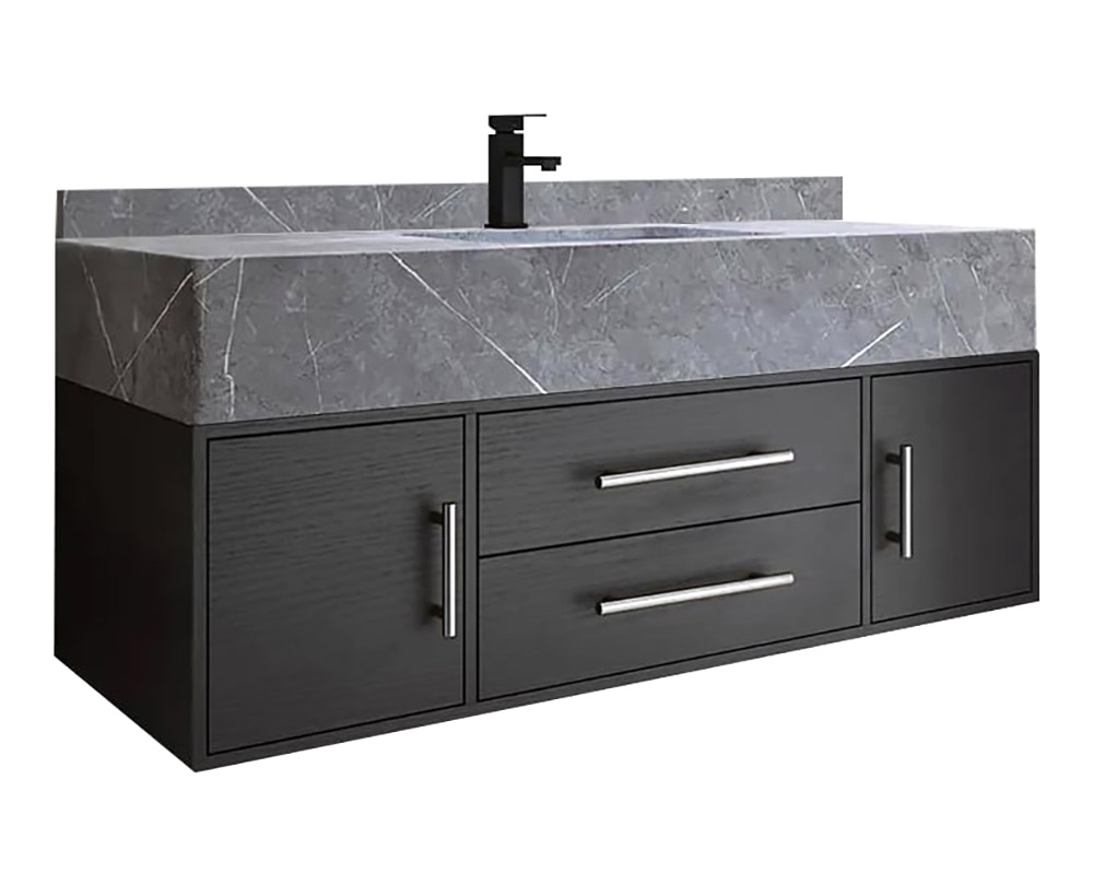 HMR - 39" Modern Floating Stone Top Bathroom Vanity Set with Sink