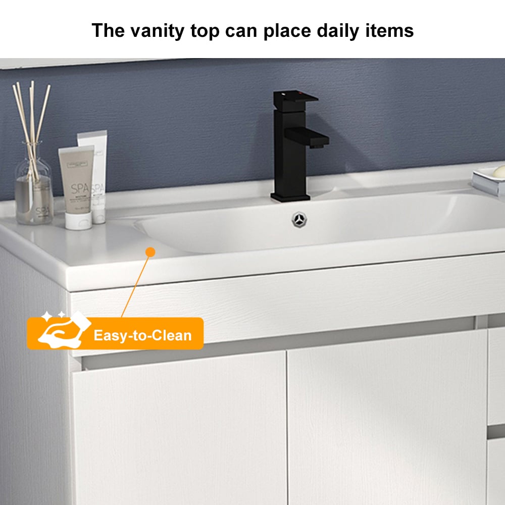 HMR - Modern Bathroom Vanity Ceramics Single Sink with 3 Drawers