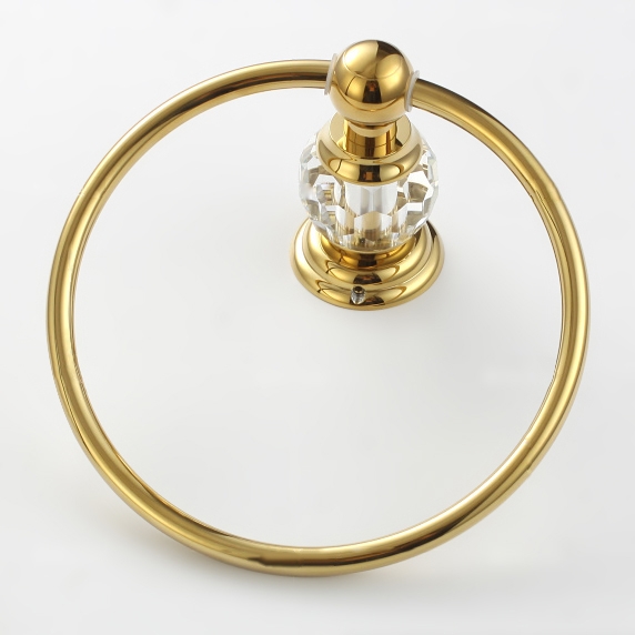 HMR - Charles Luxurious Wall-Mounted Bathroom Round Towel Ring in Clear, Solid Brass