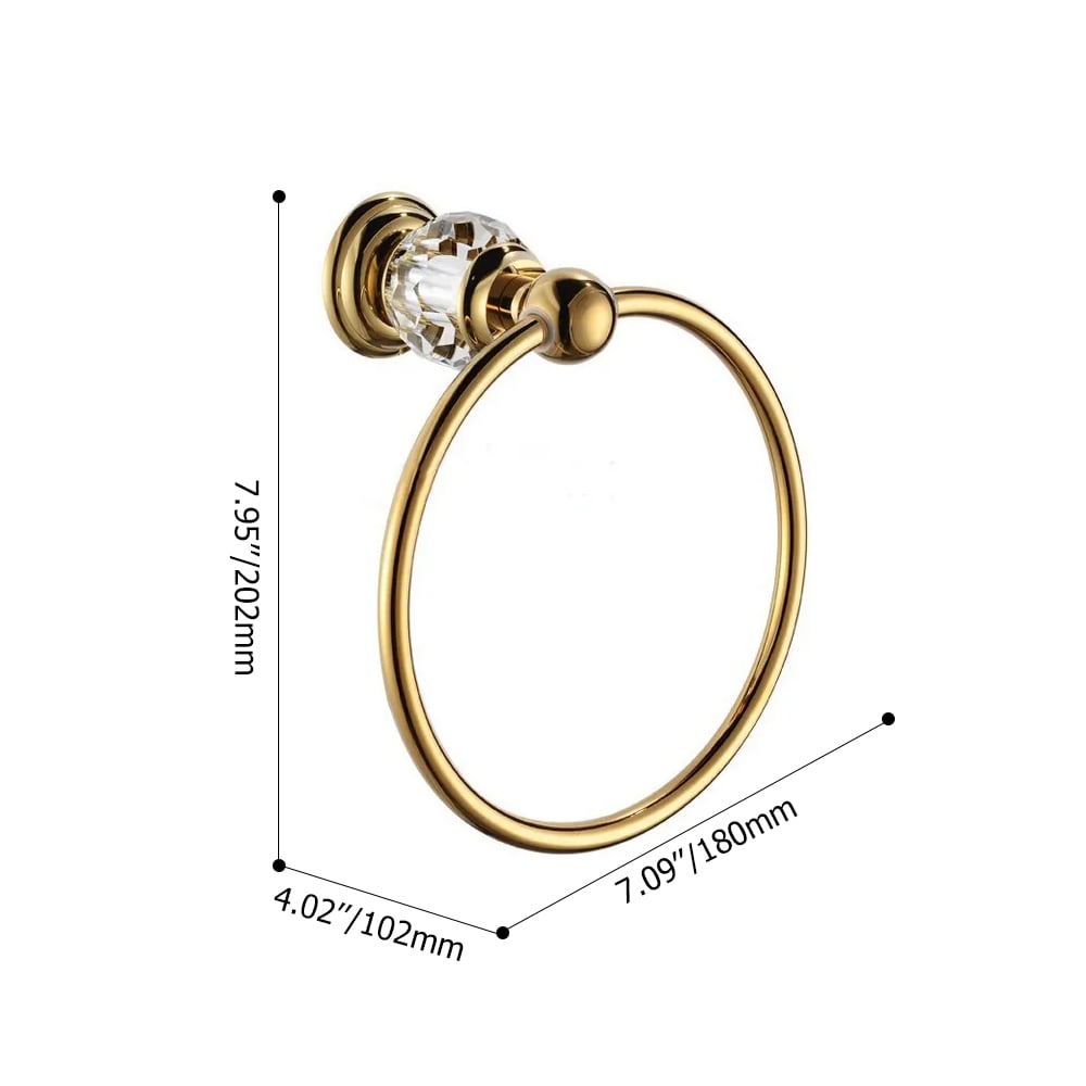 HMR - Charles Luxurious Wall-Mounted Bathroom Round Towel Ring in Clear, Solid Brass