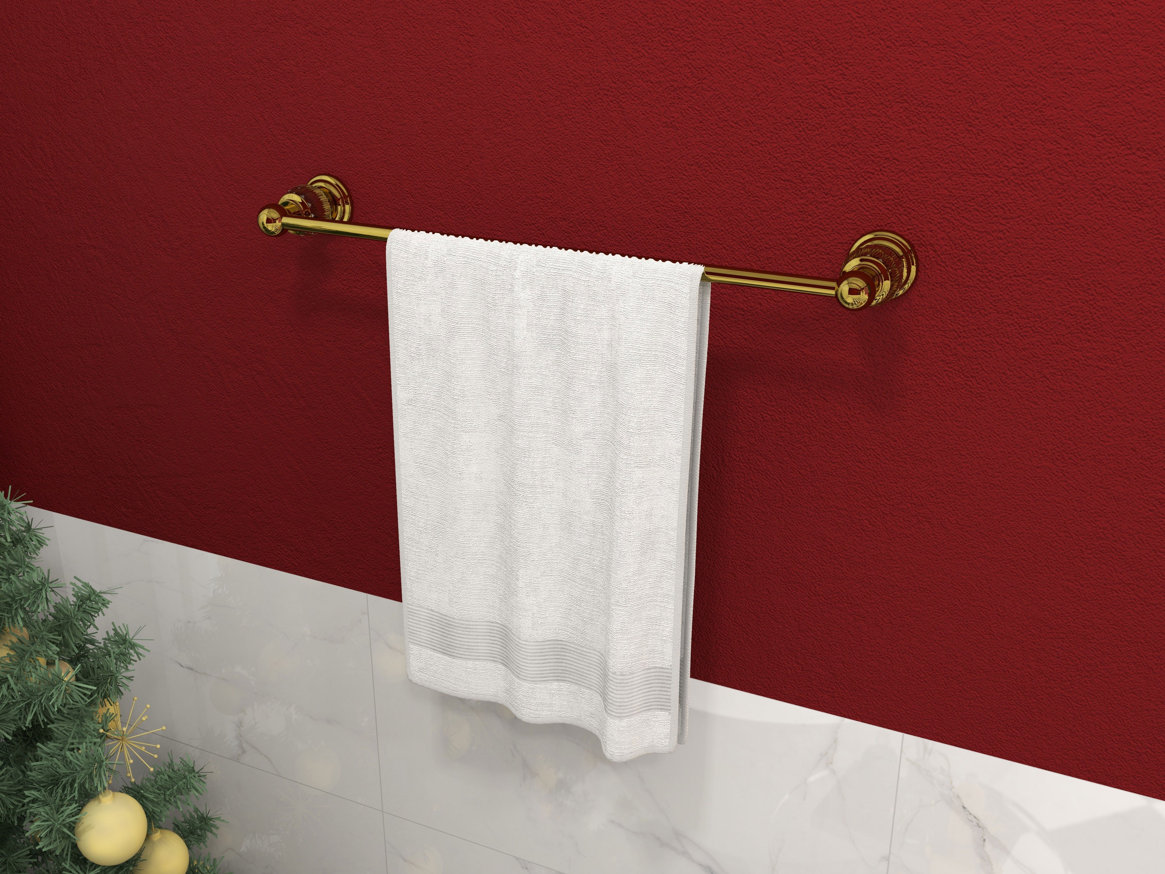 HMR - Charles Modern 24" Wall-Mounted Bathroom Towel Bar in Gold