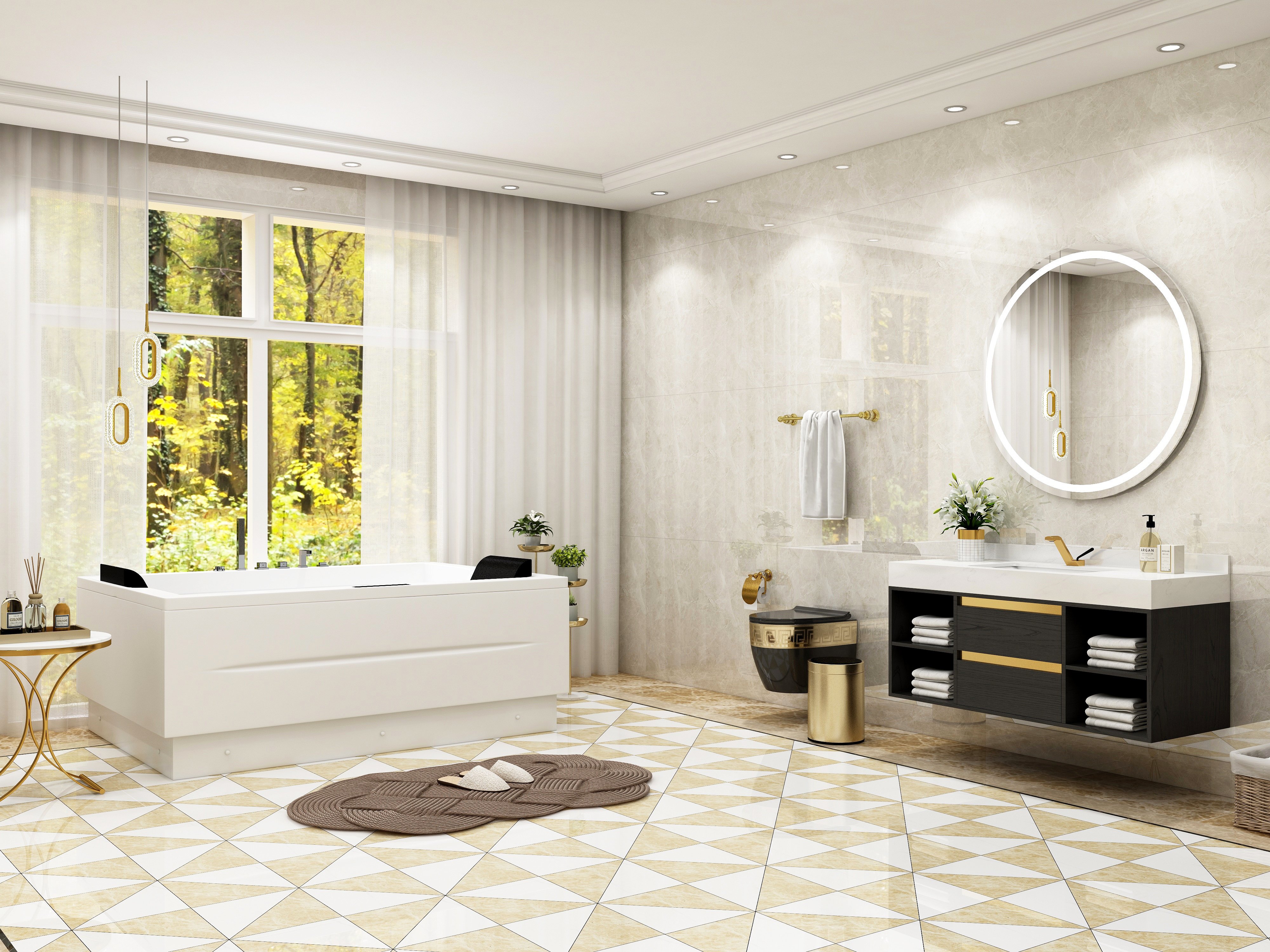 HMR - Charles Modern 24" Wall-Mounted Bathroom Towel Bar in Gold