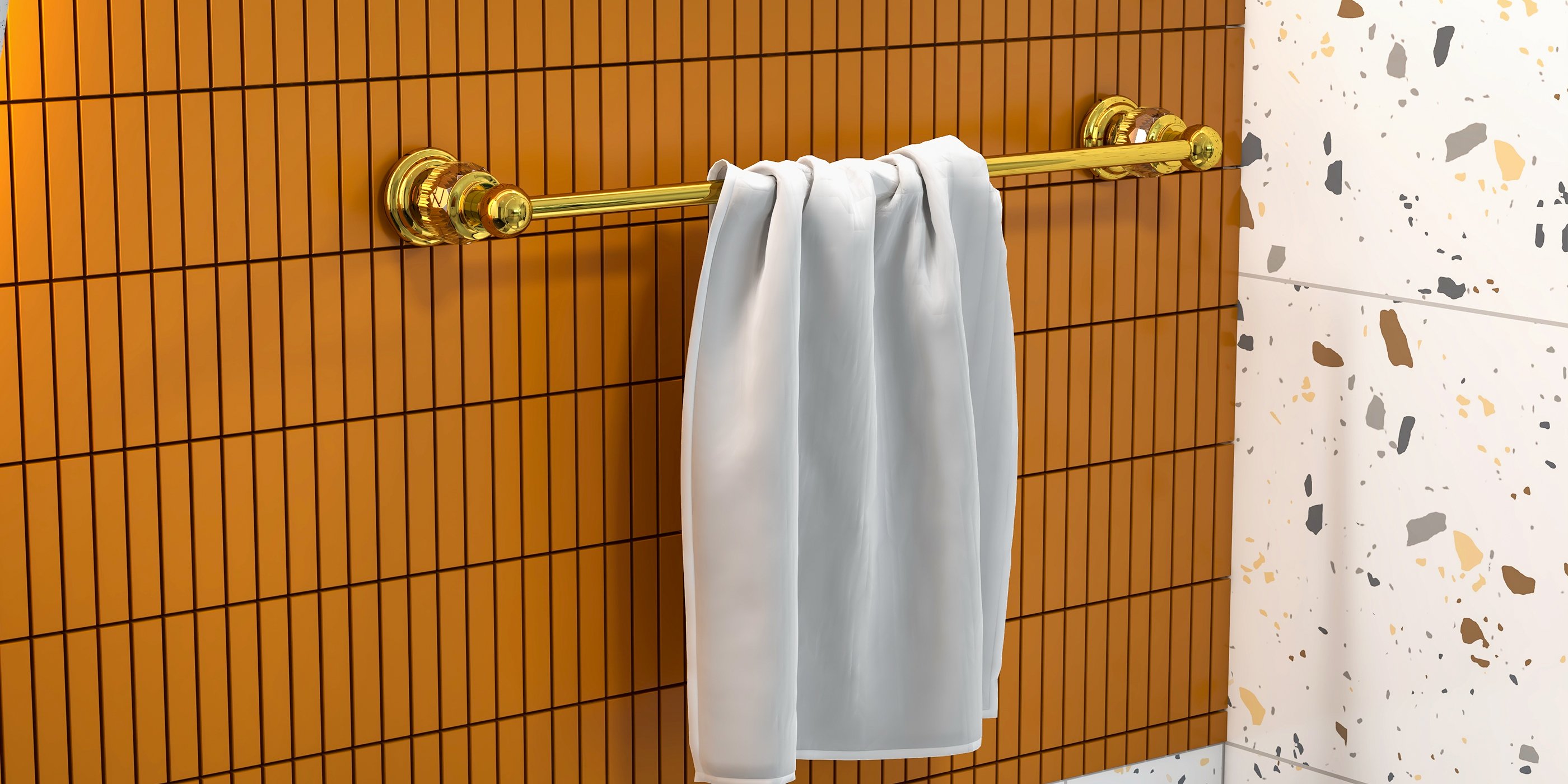 HMR - Charles Modern 24" Wall-Mounted Bathroom Towel Bar in Gold