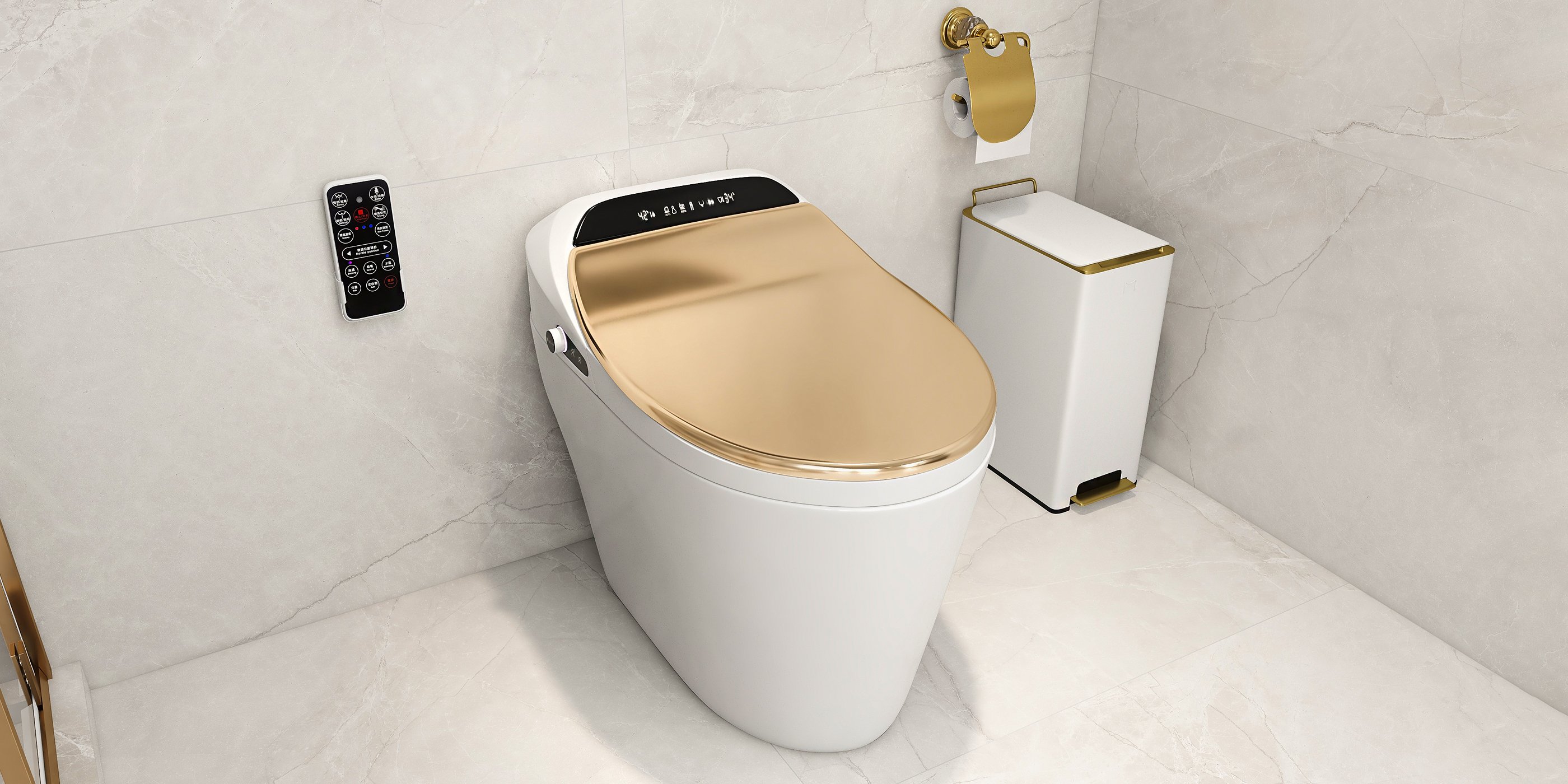 HMR - Charles Luxury Wall-Mounted Crystal Toilet Paper Holder in Solid Brass, Clear