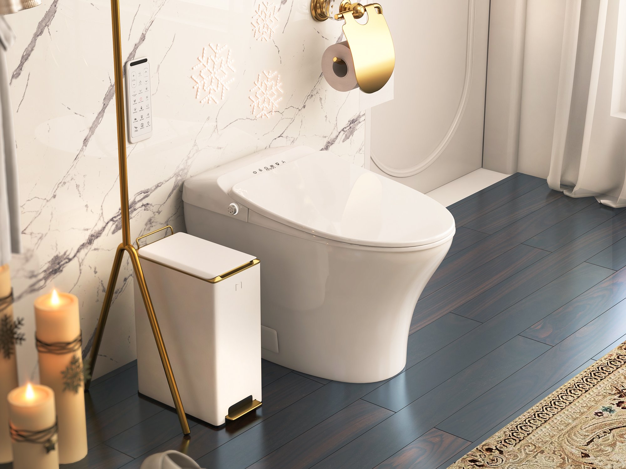 HMR - Charles Luxury Wall-Mounted Crystal Toilet Paper Holder in Solid Brass, Clear