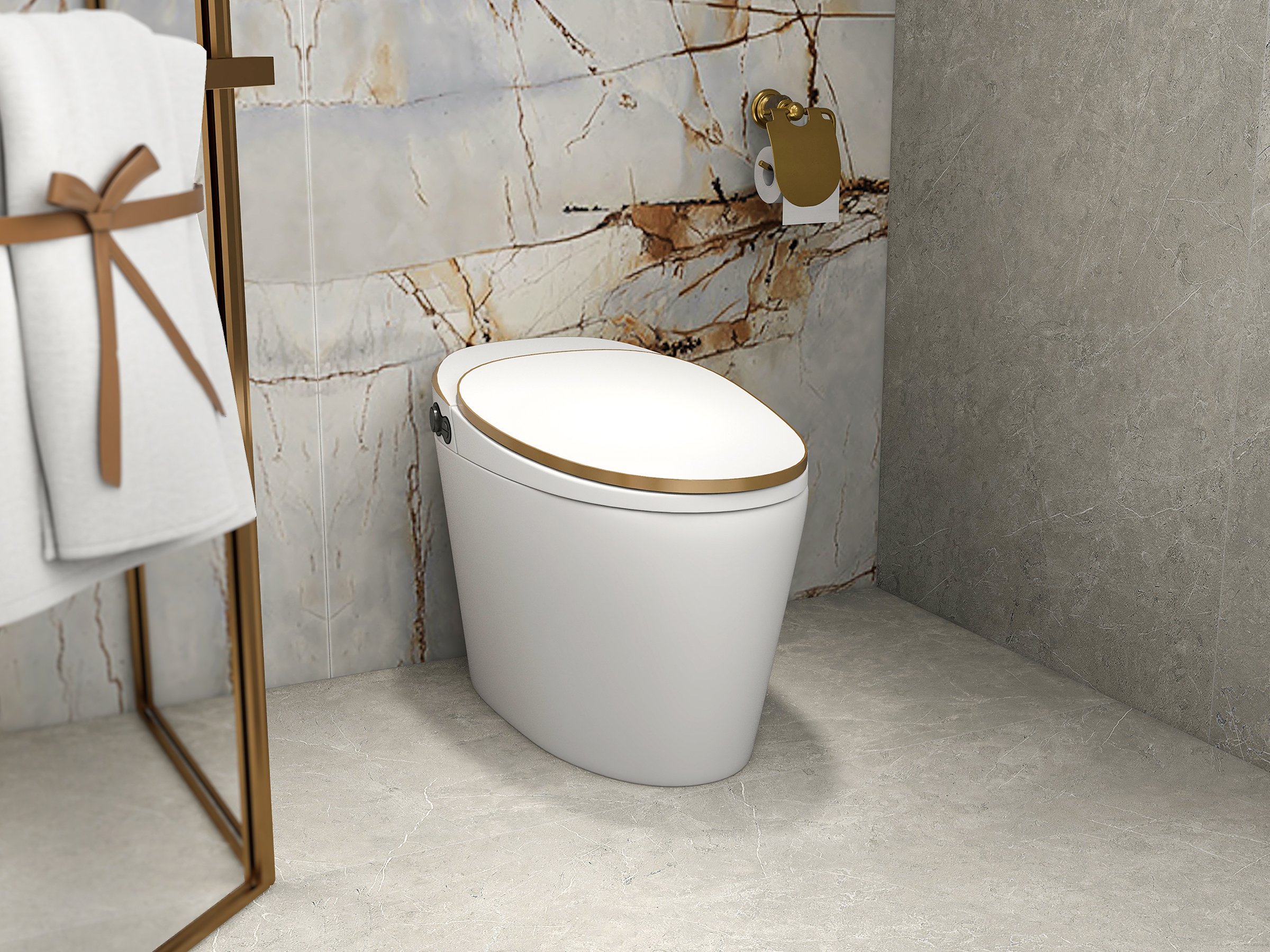 HMR - Charles Luxury Wall-Mounted Crystal Toilet Paper Holder in Solid Brass, Clear