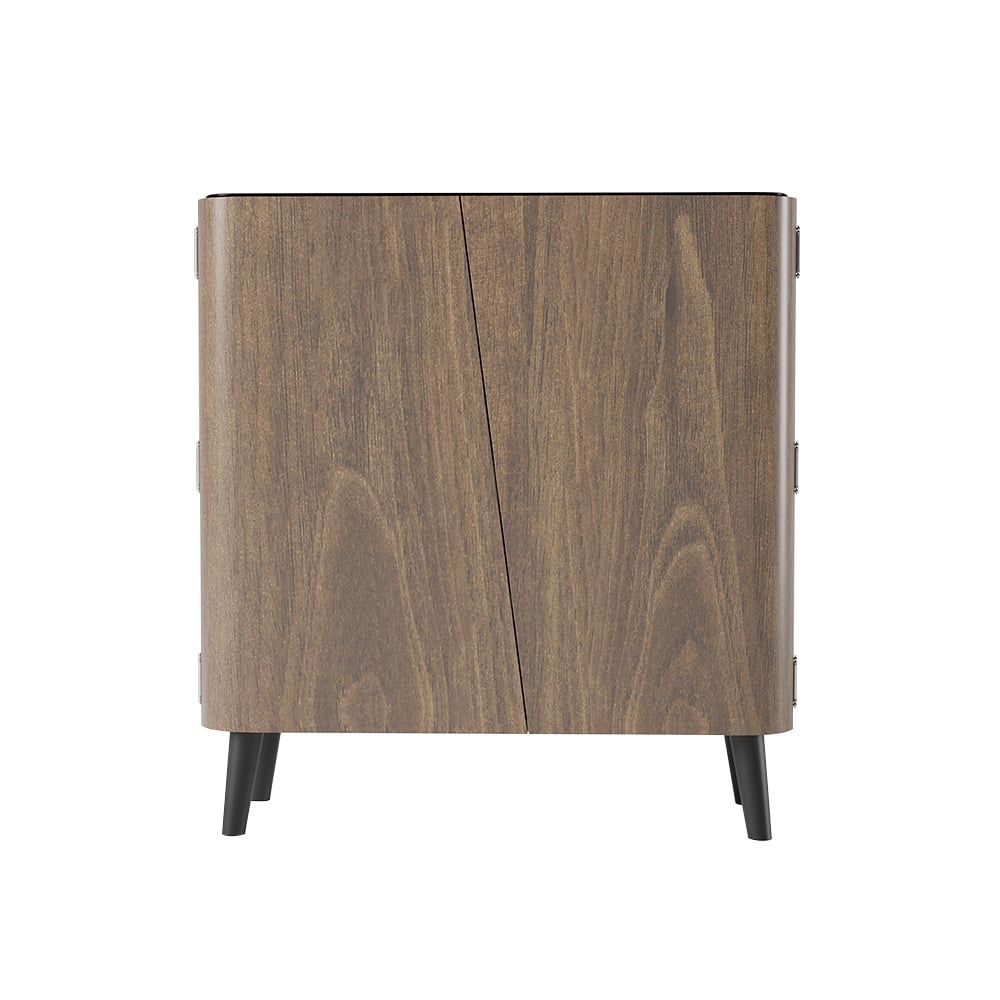 HMR - Entryway Shoe Storage Cabinet with 2 Doors and 5 Shelves (for 14 Pairs) in Walnut