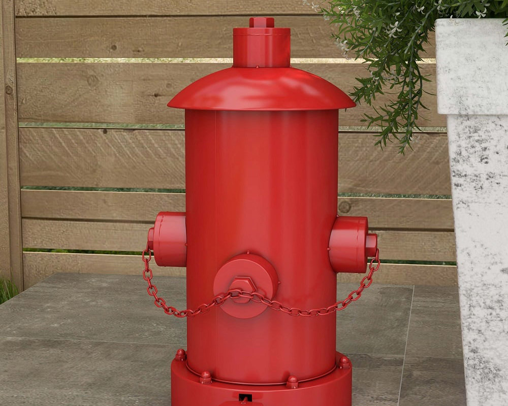 HMR - Industrial Fire Hydrant Trash Can in Red, 14.2"W x 15.4"D x 24"H