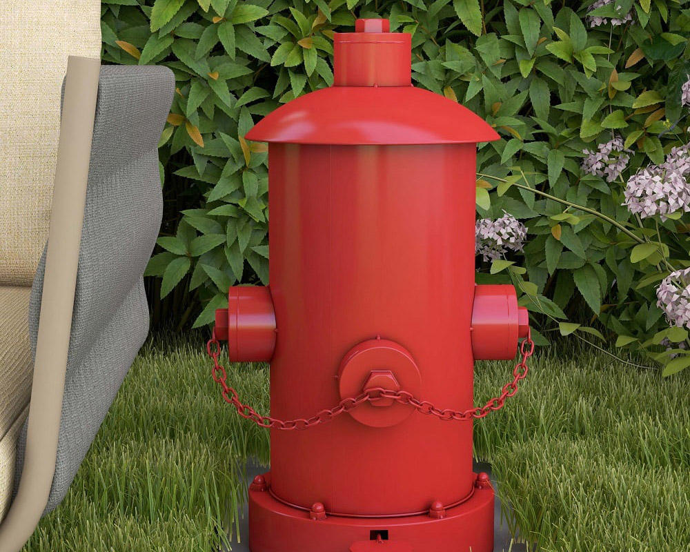 HMR - Industrial Fire Hydrant Trash Can in Red, 14.2"W x 15.4"D x 24"H