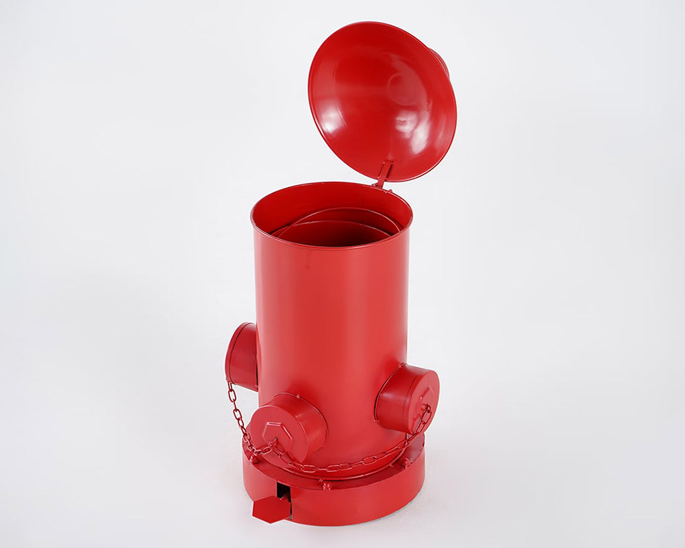 HMR - Industrial Fire Hydrant Trash Can in Red, 14.2"W x 15.4"D x 24"H