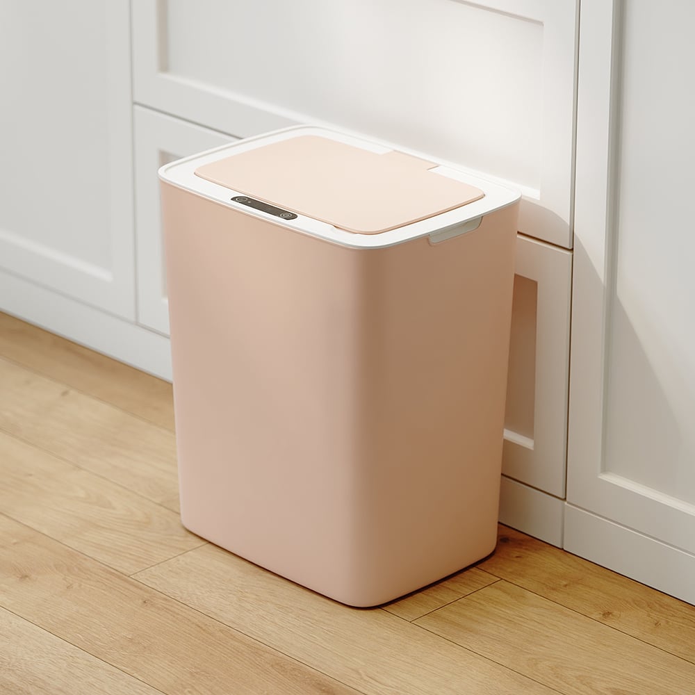 HMR Intelligent Touchless Sensor Trash Can with Odor-Absorbing Deodorizer Area - Pink