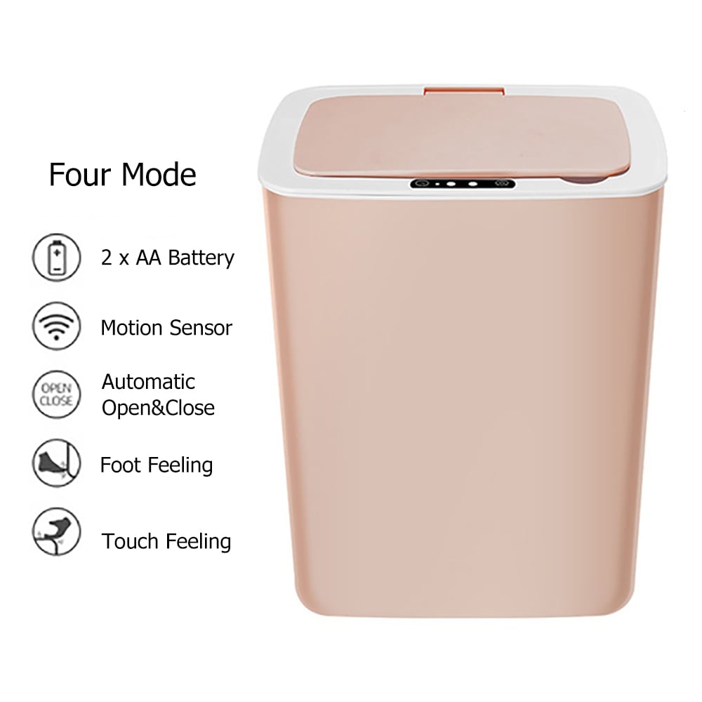 HMR Intelligent Touchless Sensor Trash Can with Odor-Absorbing Deodorizer Area - Pink