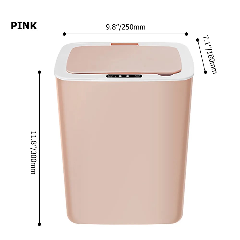 HMR Intelligent Touchless Sensor Trash Can with Odor-Absorbing Deodorizer Area - Pink