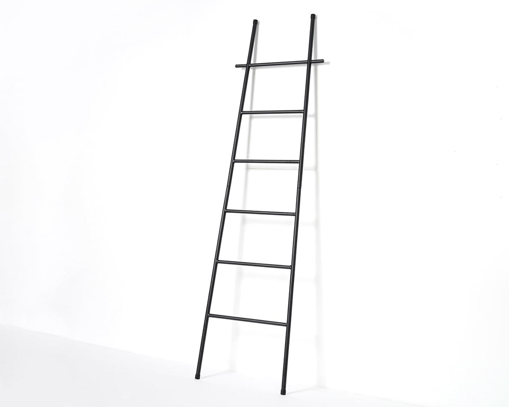 HMR Modern Freestanding Bath Ladder Storage Towel Rack - Black