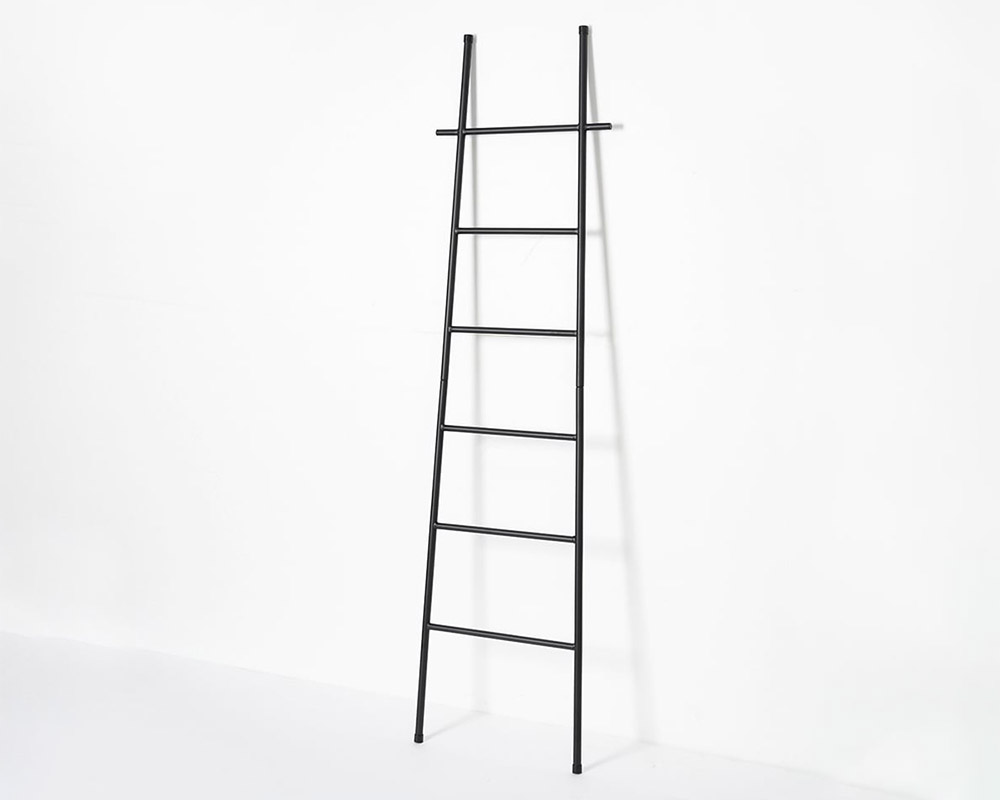 HMR Modern Freestanding Bath Ladder Storage Towel Rack - Black