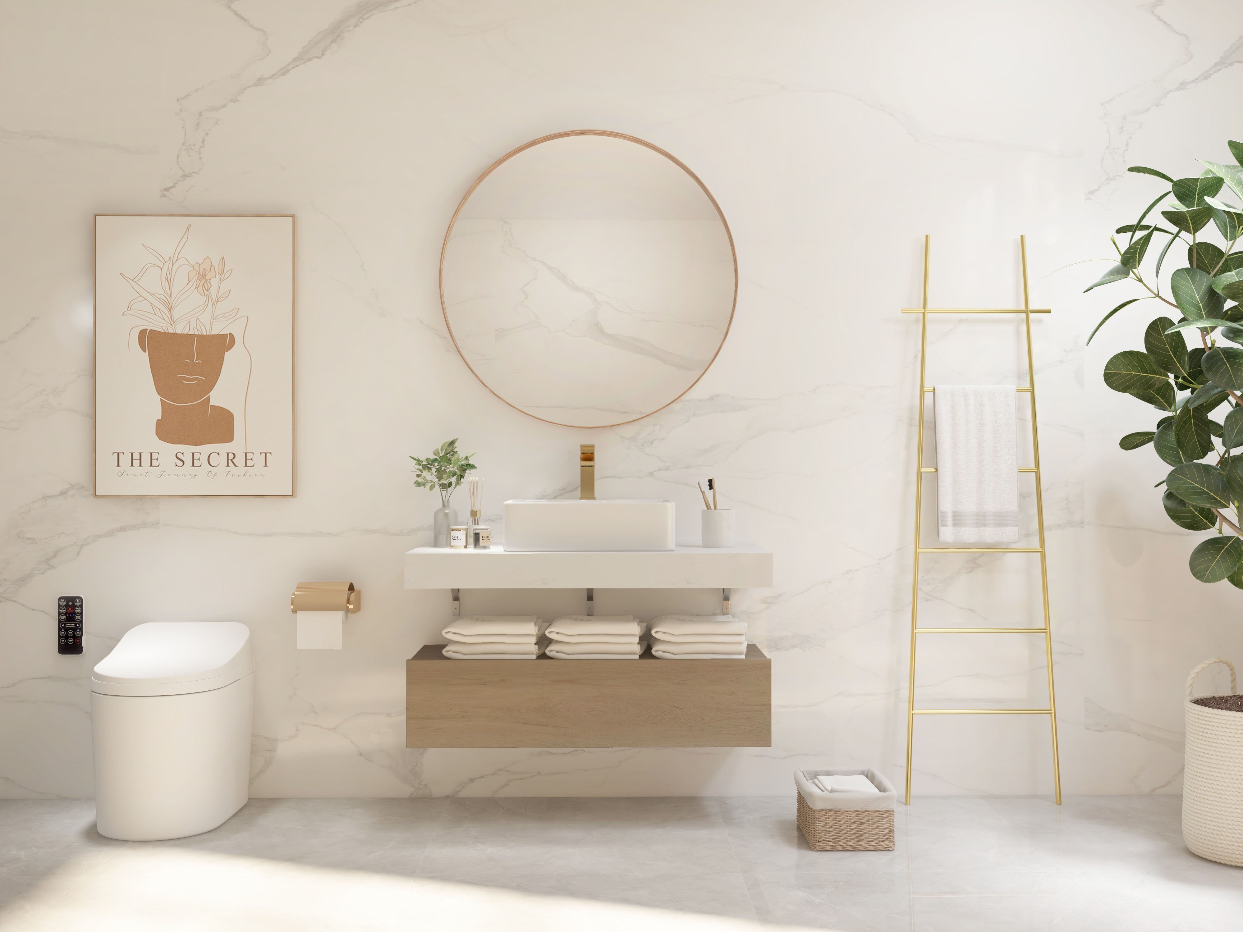 HMR - Modern Freestanding Bath Ladder Storage Towel Rack