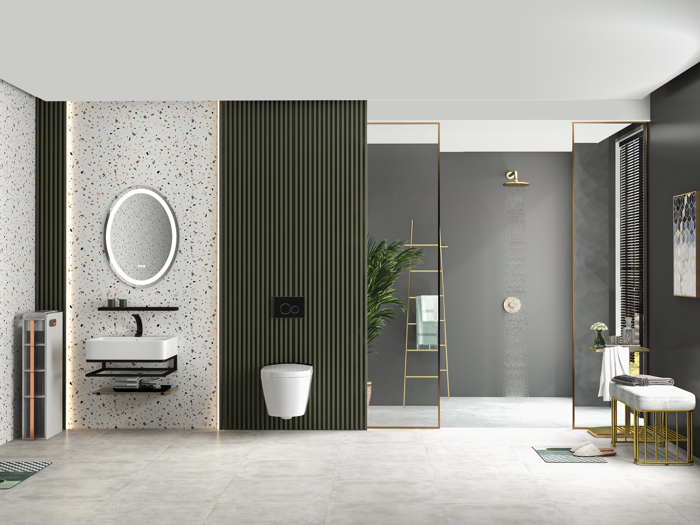 HMR - Modern Freestanding Bath Ladder Storage Towel Rack
