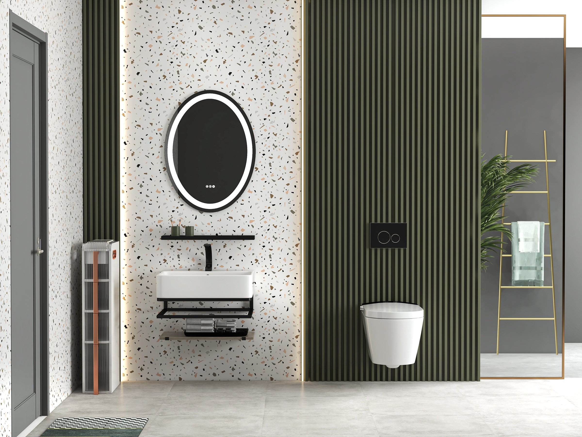 HMR - Modern Freestanding Bath Ladder Storage Towel Rack