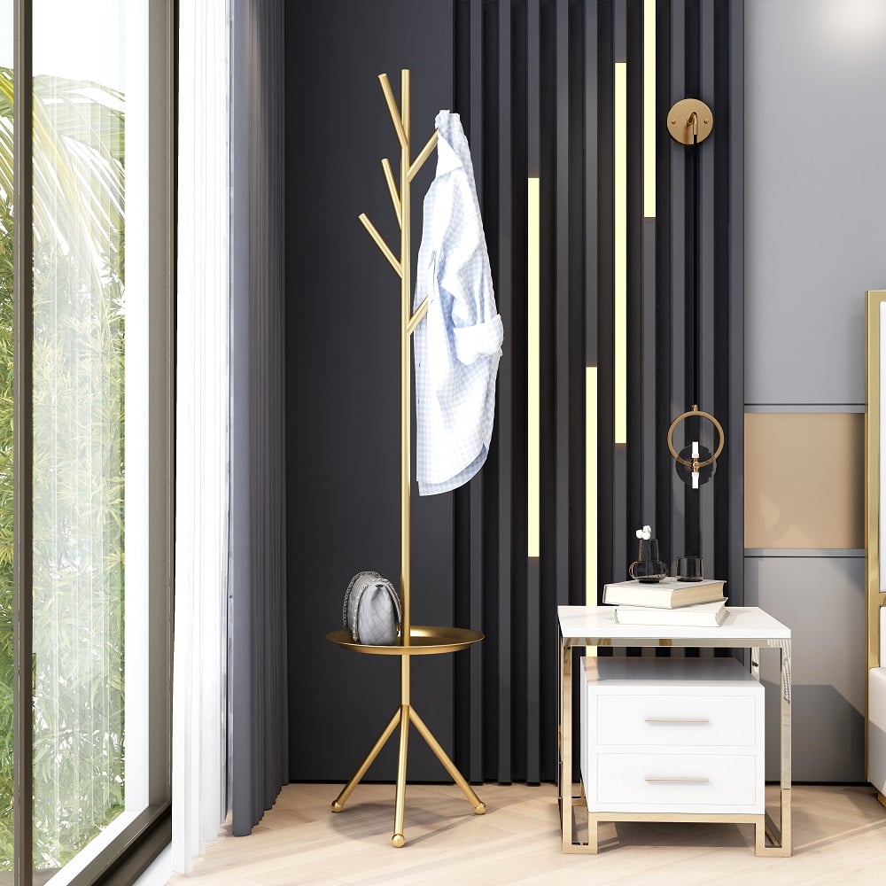 HMR - Clothing Rack with Table in Gold
