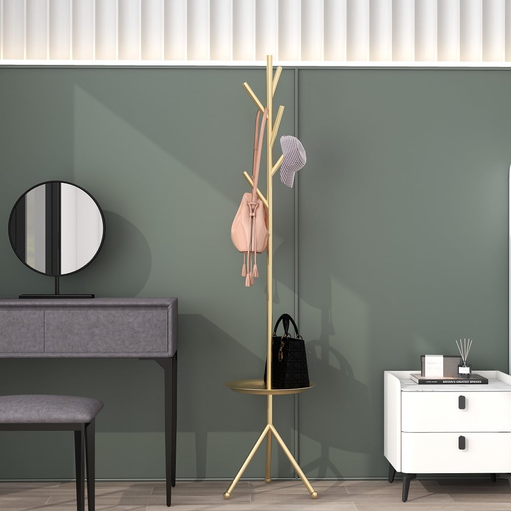 HMR - Clothing Rack with Table in Gold
