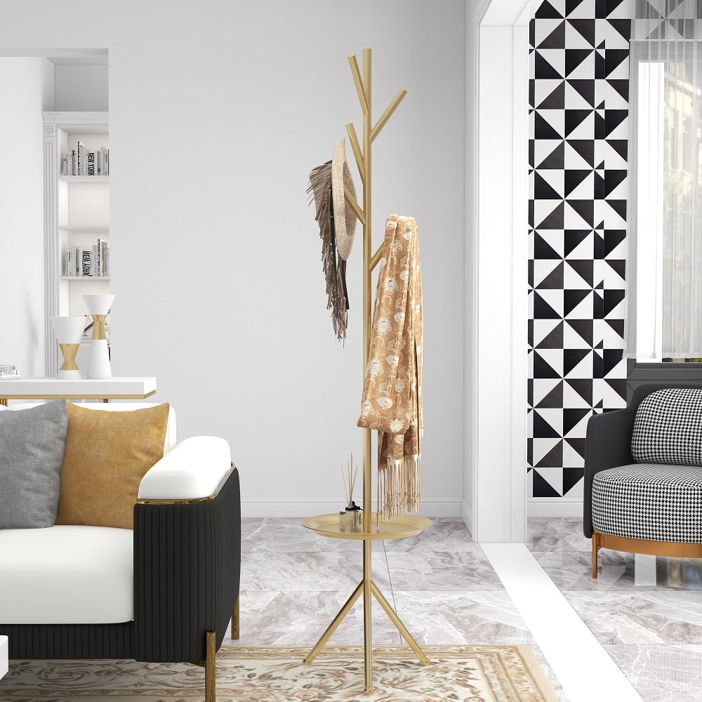 HMR - Clothing Rack with Table in Gold