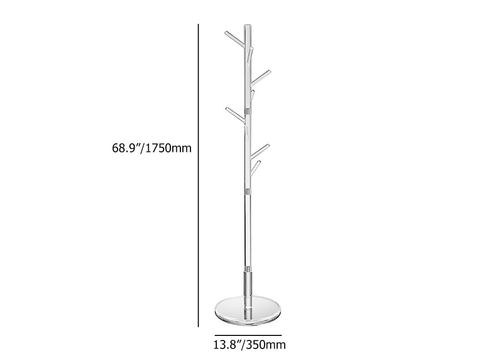 HMR Minimalist 69" Tree Coat Rack Stand with 8 Hooks - Clear, Acrylic