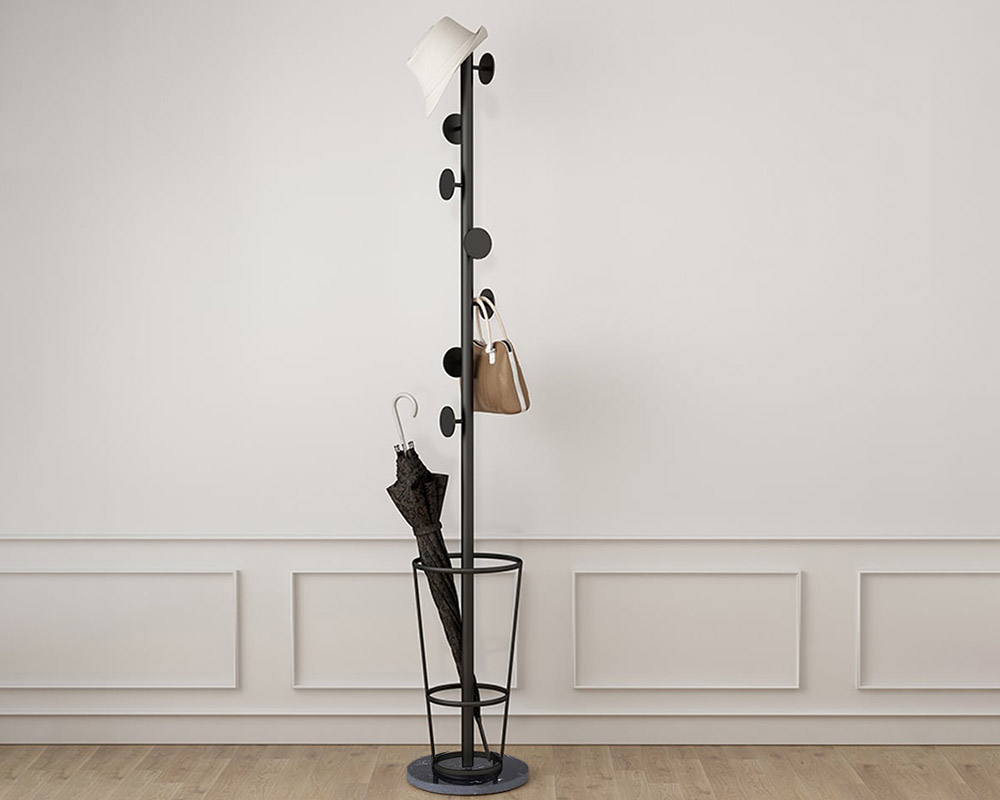 HMR - 67'' Round Hooks Coat Rack with Umbrella Rack Base
