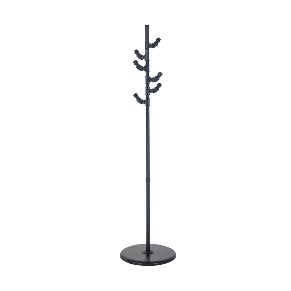 HMR - Industrial Metal Freestanding Coat Rack with 6 Hooks 63.8" in Black